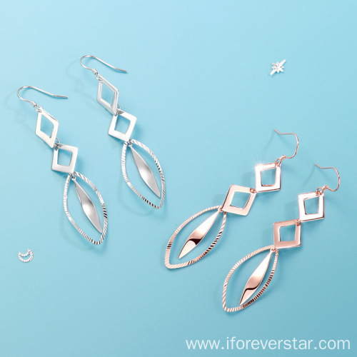 Trendy 925 Silver Dangle Earrings Geometry Ladies Earrings